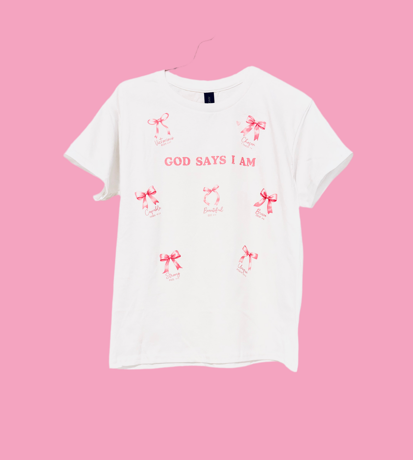 Girls Youth Bow God Says I Am T-Shirt