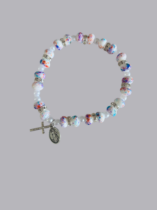 AUTOM DIVINE MERCY SPLATTER ROSARY BRACELET