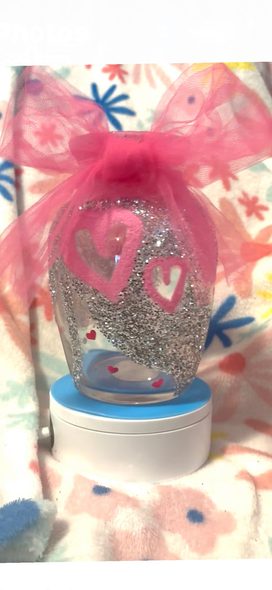 HANDMADE GLITTER HEART BOW VASE