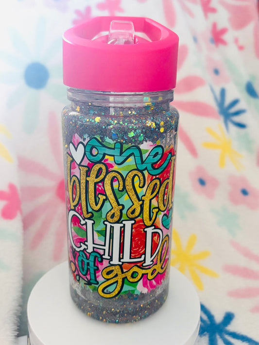 ONE BLESSED CHILD OF GOD GLITTER KIDS TUMBLER